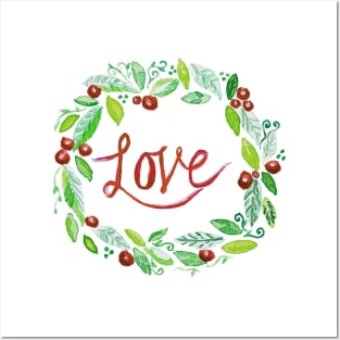 Christmas Love Wreath Posters and Art